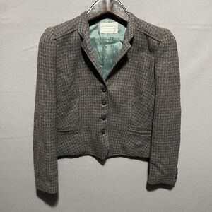 Vintage Levi Strauss & Co. Blazer Womens 14 Gray Wool Tweed Herringbone Lined